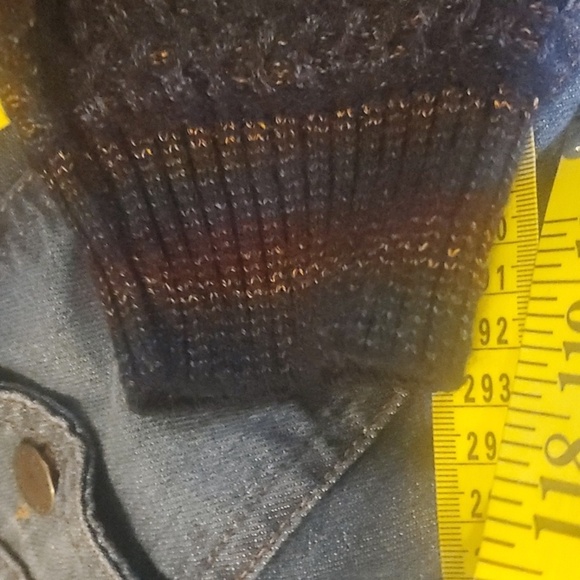 Taxi Jacket Denim Fabric Sleeves Womens Size XL ? X-large ? No Size Tag 20" Ptp - Picture 16 of 16